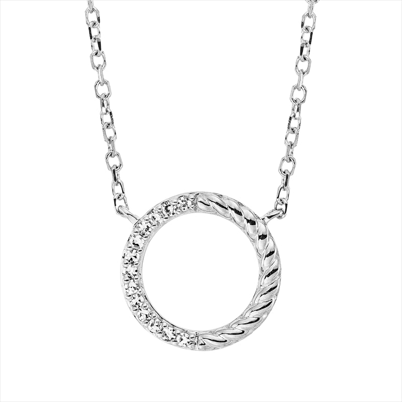 Collier 18 kt WG, mit ZÖ 40 cm, 42cm, 13 Dia. 0,04 ct, TW-si