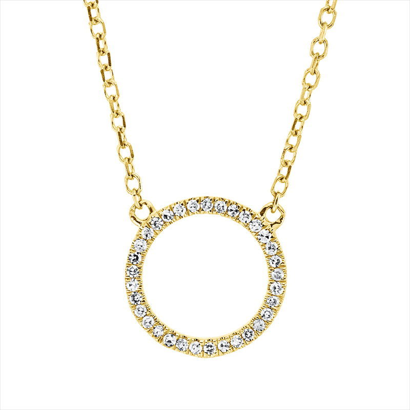 Collier 18 kt GG, mit ZÖ 40 cm, 42cm, 33 Dia. 0,05 ct, TW-si