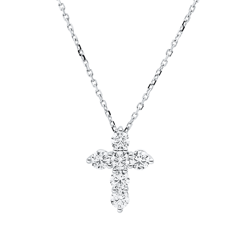 Collier 18 kt WG, mit ZÖ 42 cm, 6 Brill. 1,04 ct, TW-vsi