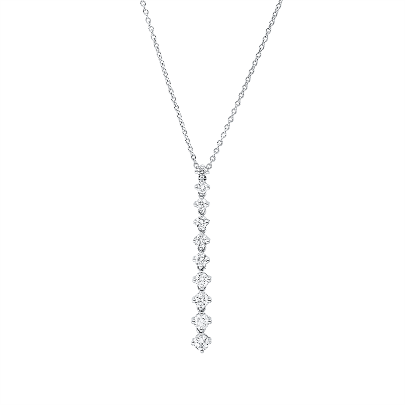 Collier 18 kt WG, mit ZÖ 42 cm, 10 Brill. 0,46 ct, TW-vsi