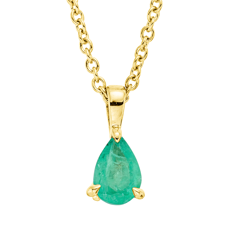 Collier 18 kt GG, mit ZÖ 42 cm, 1 Smaragd 0,36 ct grün