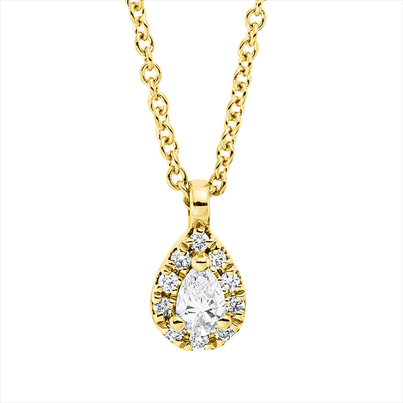 Collier 18 kt GG, mit ZÖ 42 cm, 1 Tropfen 0,12 ct, TW-si, 10 Brill. 0,06 ct, TW-si