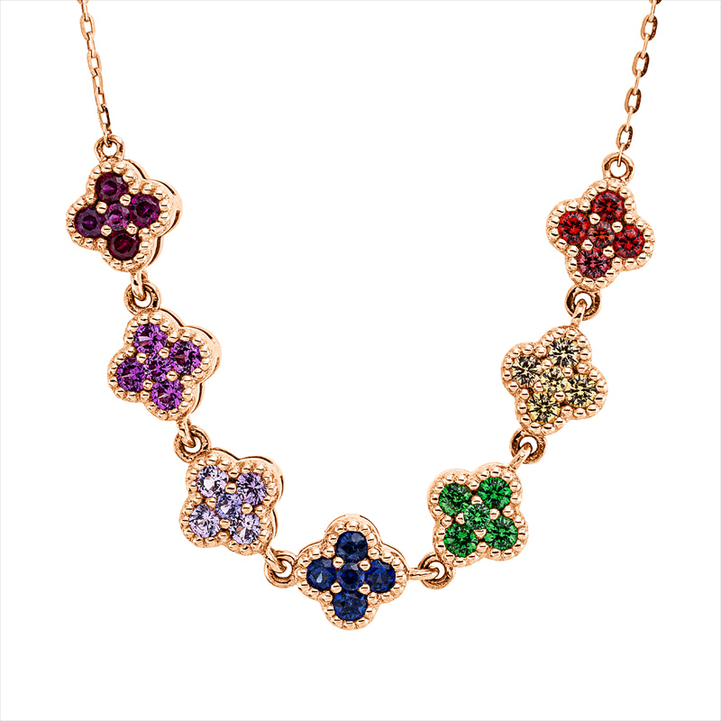 Collier 18 kt RG, mit ZÖ 40, cm,43,2cm, 35 Saphire 0,84 ct fancy
