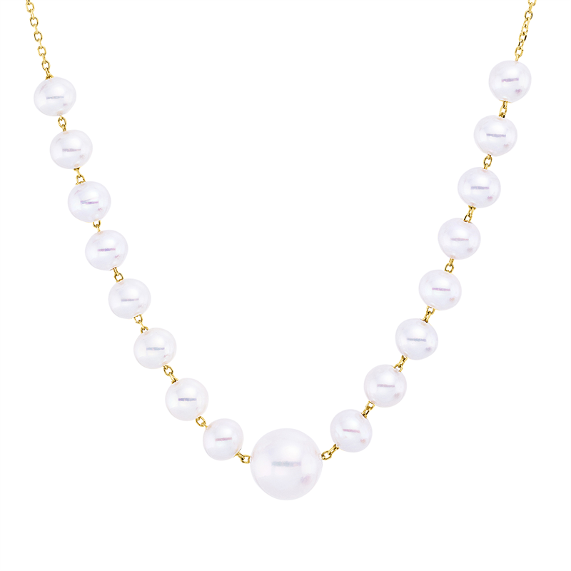 Collier 18 kt GG, mit ZÖ 40,6 cm, 1 SW weiß 6,5 mm, 16 SW weiß 3,5 mm
