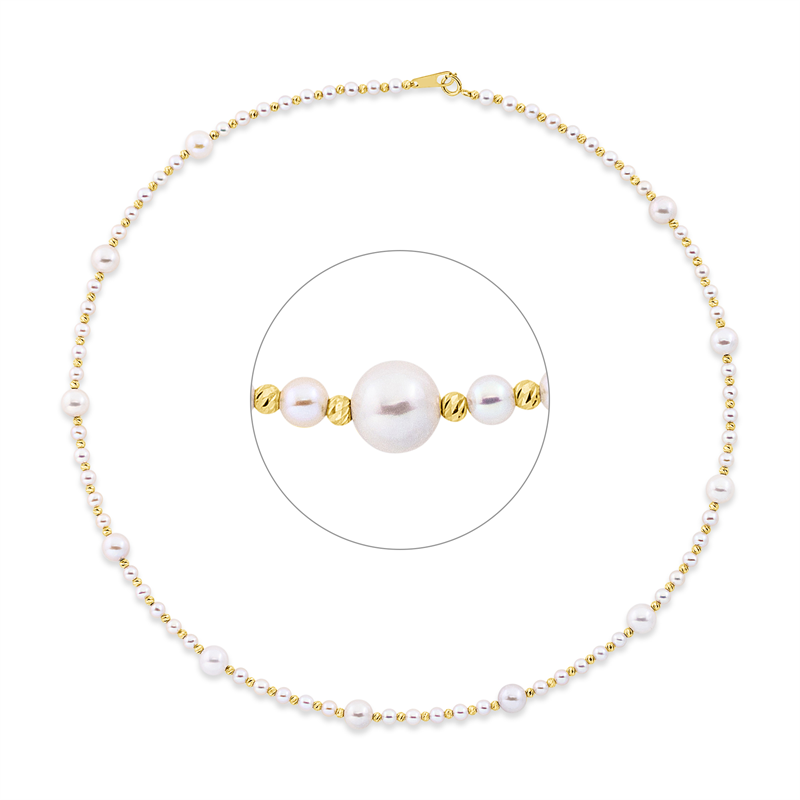 Collier 18 kt GG, 11 SW weiß 5,5 mm, 68 SW weiß 3 mm, L:40,6 cm