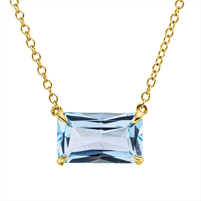 Collier 18 kt GG, mit ZÖ 40,6 cm, 1 Topas 2,60 ct sky blue