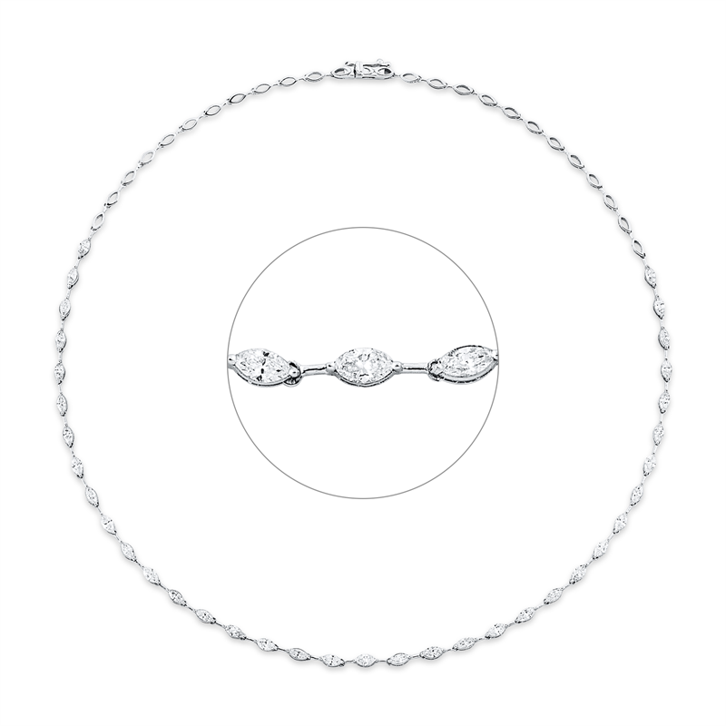 Collier 18 kt WG, 36 Nav. 3,95 ct, TW-si