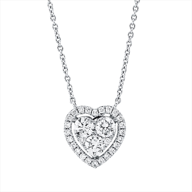 Collier 18 kt WG, mit ZÖ 40,6 cm, 4 Brill. 0,03 ct, TW-si, 3 Brill. 0,63 ct, TW-si, 23 Brill. 0,17 ct, TW-si