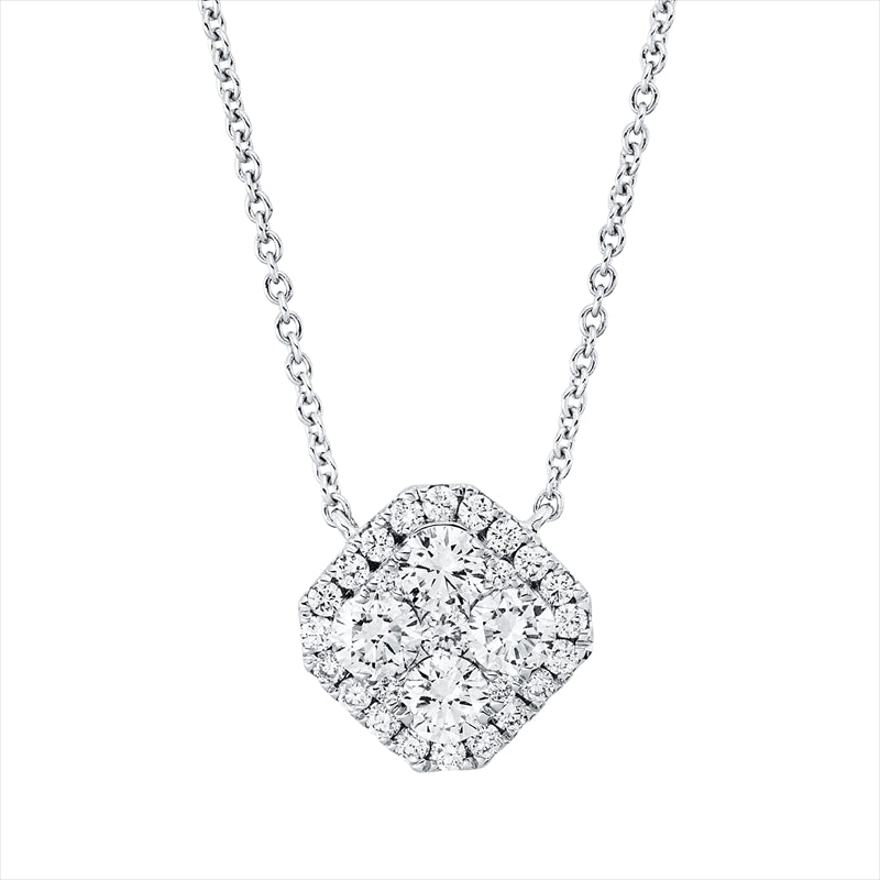 Collier 18 kt WG, 20 Brill. 0,22 ct, TW, 1 Brill. 0,04 ct, TW-si, 4 Brill. 0,71 ct, TW-si, 4 Brill. 0,03 ct, TW-si