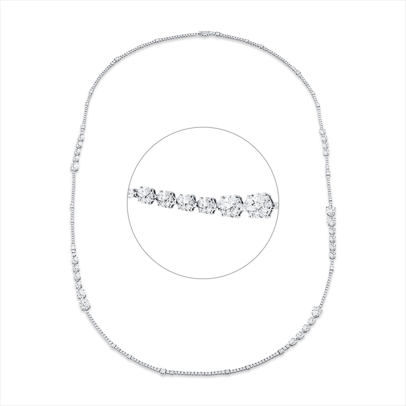 Collier 18 kt WG, 26 Nav. 6,83 ct, TW-si, 388 Brill. 13,20 ct, TW-si