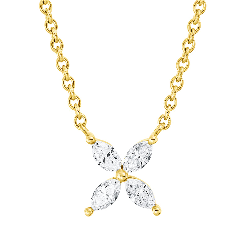 Collier 18 kt GG, 4 Nav. 0,22 ct, TW-si