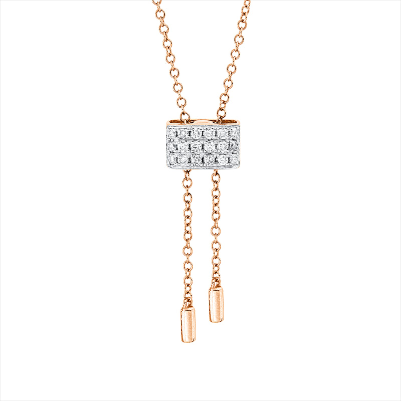 Collier 18 kt RG+WG, 18 Brill. 0,14 ct, W-pi