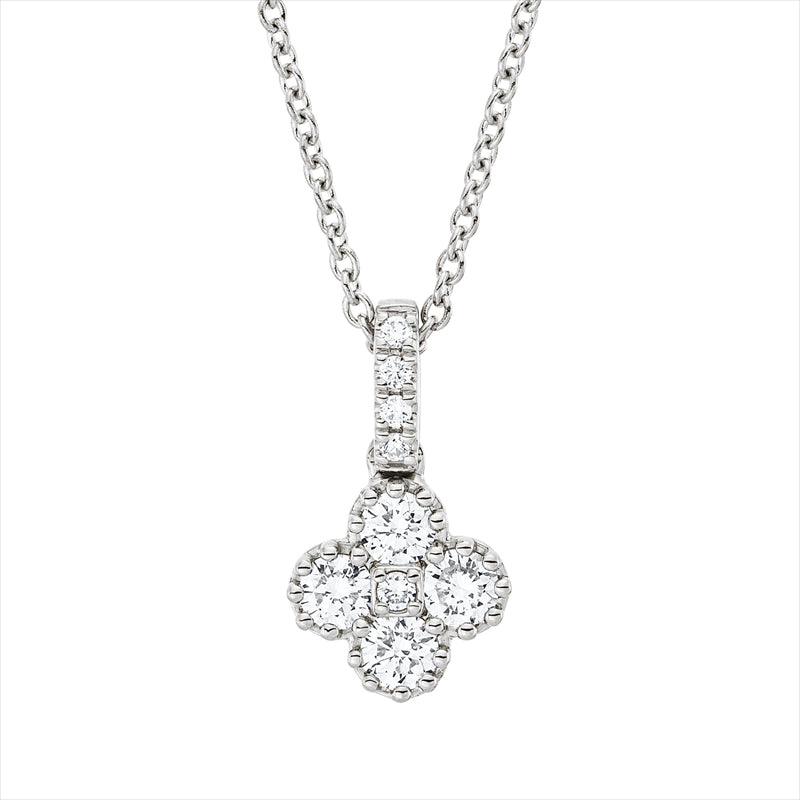 Collier 18 kt WG, mit ZÖ 42 cm, 4 Brill. 0,32 ct, TW-si, 5 Brill. 0,04 ct, TW-si