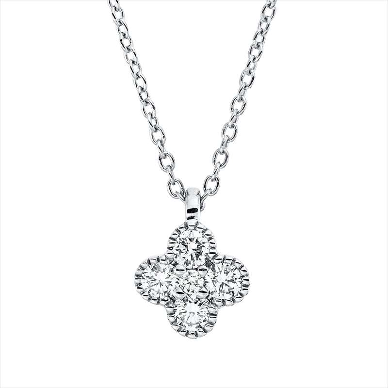 Collier 18 kt WG, mit ZÖ 42 cm, 4 Brill. 0,17 ct, TW-si, 1 Brill. 0,01 ct, TW-si