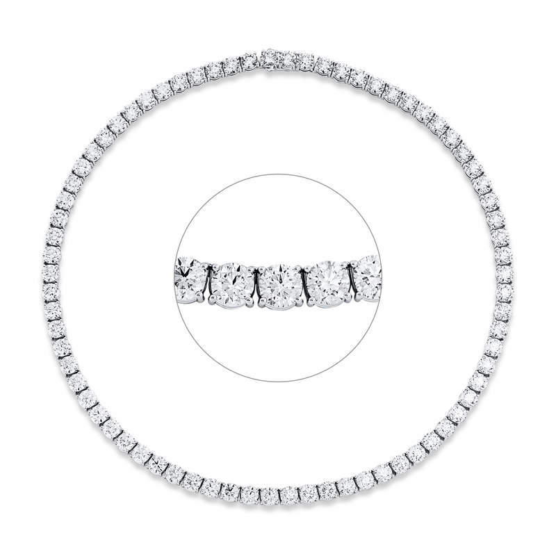 Collier 18 kt WG, Premium Edition, 74 GIA's, 20 Brill. 12,04 ct, F-si, 50 Brill. 30,09 ct, TW-si, 4 Brill. 2,41 ct, E-si