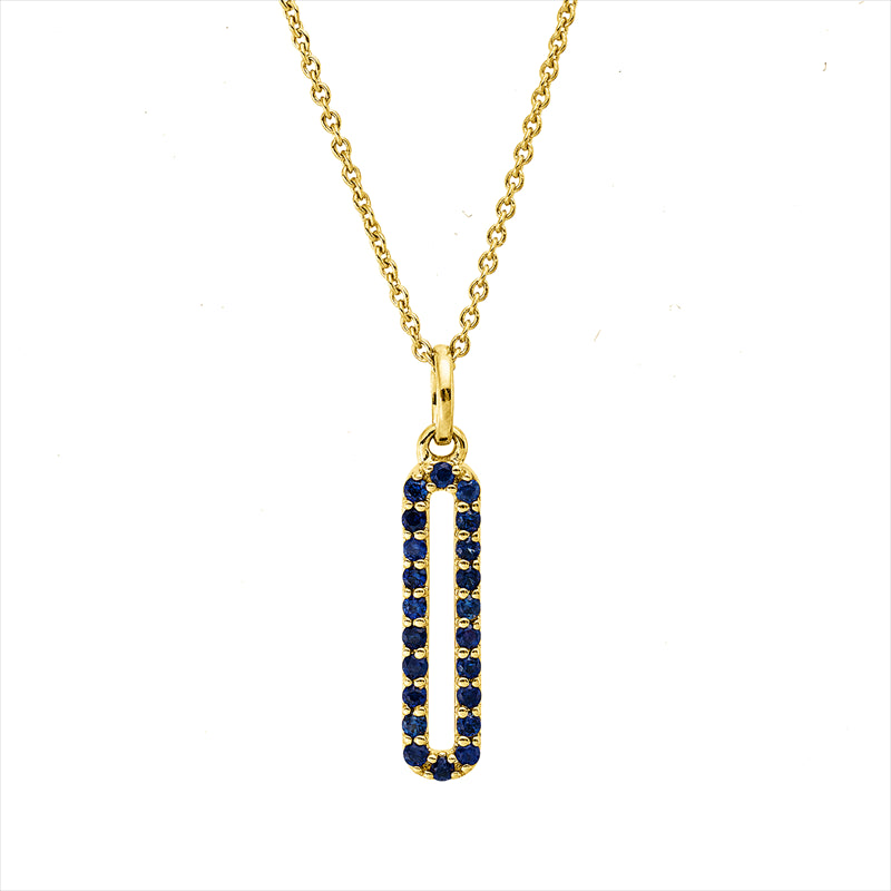 Collier 18 kt GG, mit ZÖ 42 cm, 22 Saphire 0,17 ct blau