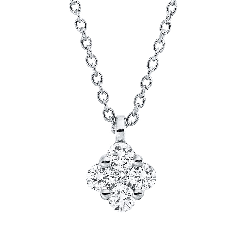 Collier 18 kt WG, mit ZÖ 42 cm, 4 Brill. 0,16 ct, TW-si, 1 Brill. 0,02 ct, TW-si
