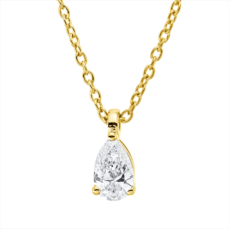 Collier 18 kt GG, mit ZÖ 42 cm, 1 Tropfen 0,20 ct, TW-si