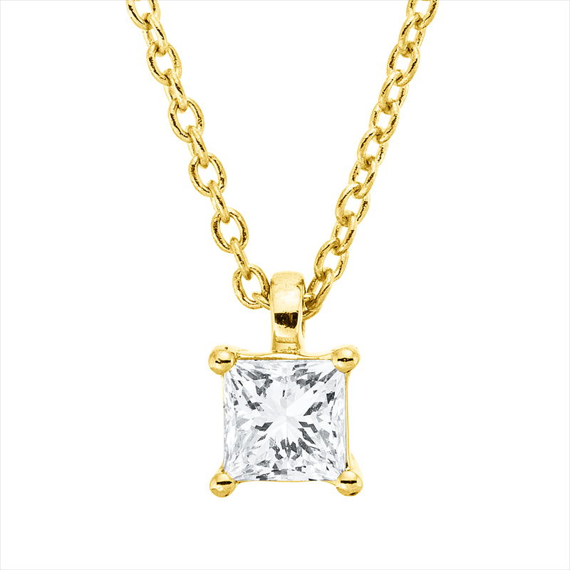 Collier 18 kt GG, mit ZÖ 42 cm, 1 Princ. 0,19 ct, TW-si