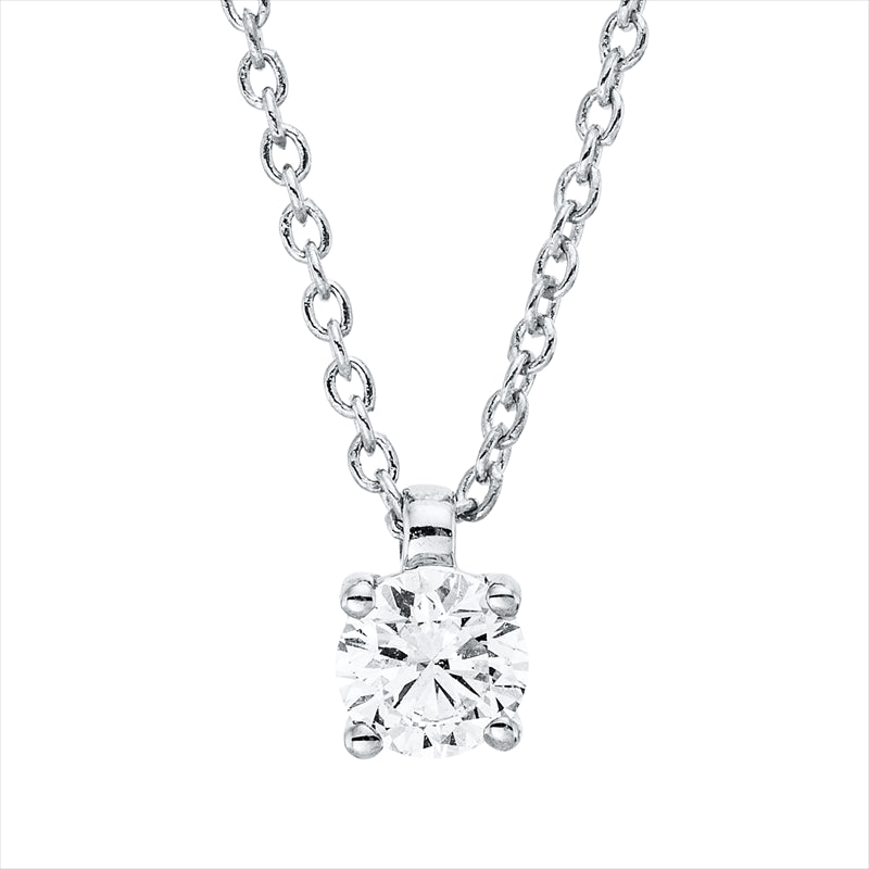 Collier 18 kt WG, mit ZÖ 42 cm, 1 Brill. 0,20 ct, TW-si