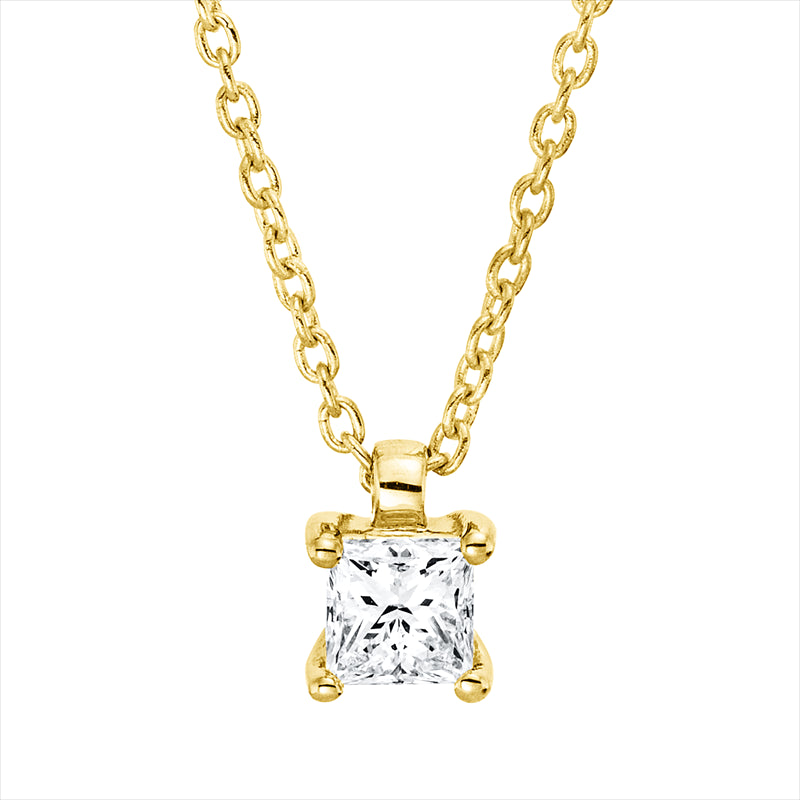 Collier 18 kt GG, mit ZÖ 42 cm, 1 Princ. 0,20 ct, TW-si