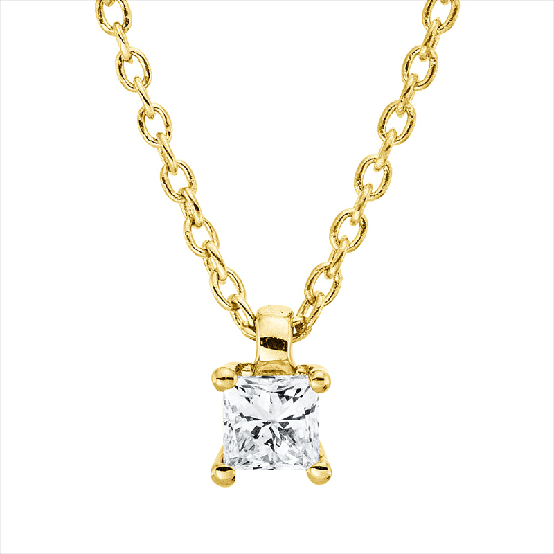 Collier 18 kt GG, mit ZÖ 42 cm, 1 Princ. 0,10 ct, TW-si