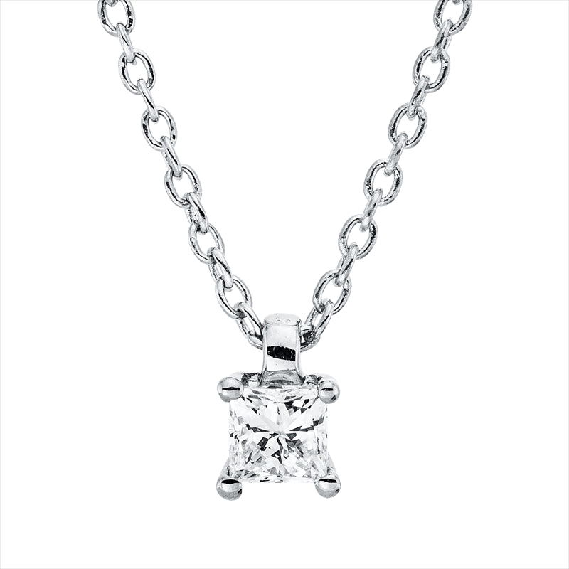 Collier 18 kt WG, mit ZÖ 42 cm, 1 Princ. 0,10 ct, TW-si