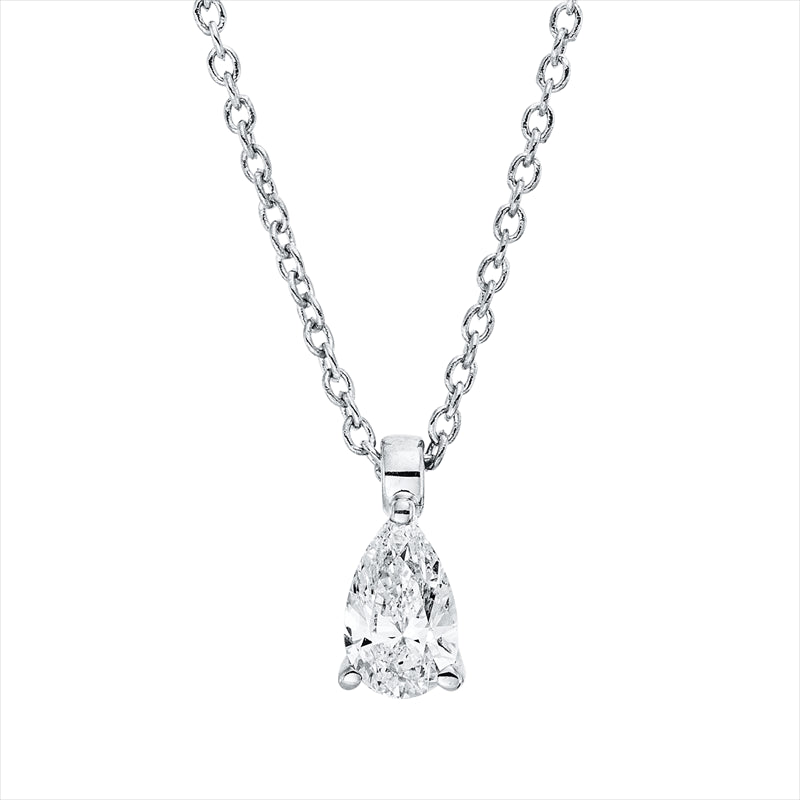 Collier 18 kt WG, mit ZÖ 42 cm, 1 Tropfen 0,24 ct, TW-si