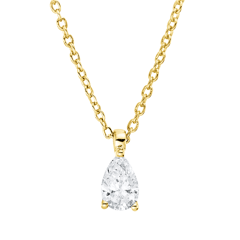 Collier 18 kt GG, mit ZÖ 42 cm, 1 Tropfen 0,20 ct, TW-si