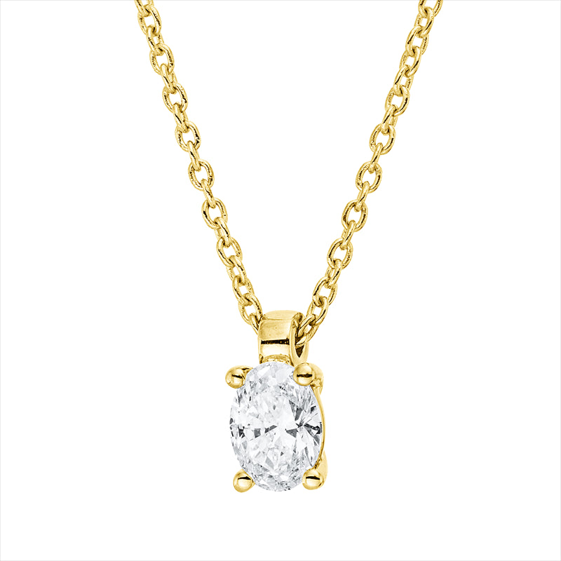 Collier 18 kt GG, mit ZÖ 42 cm, 1 Oval 0,25 ct, TW-si