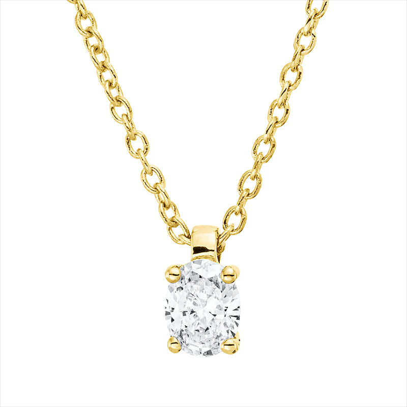 Collier 18 kt GG, mit ZÖ 42 cm, 1 Oval 0,17 ct, TW-si