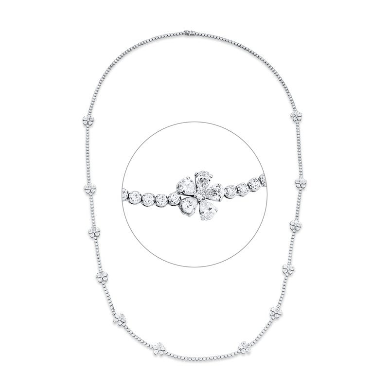 Collier 18 kt WG, GIA6522425753, mit ZÖ 42 cm, 1 Sm.schliff 1,01 ct, F-vs2
