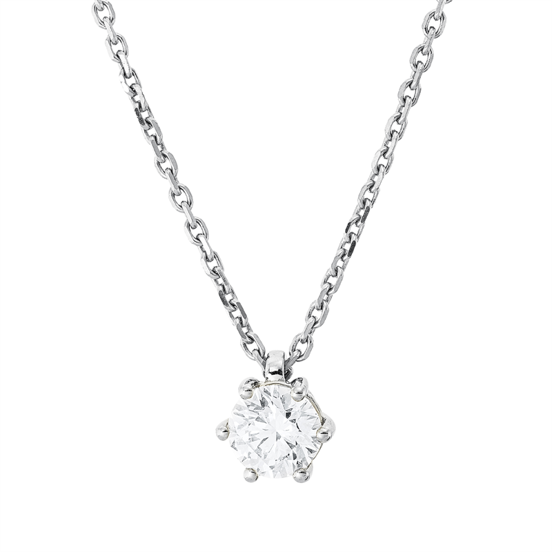 Collier 18 kt WG, GIA7518472345, ZÖ 42 cm, 1 Brill. 0,71 ct, TW-si