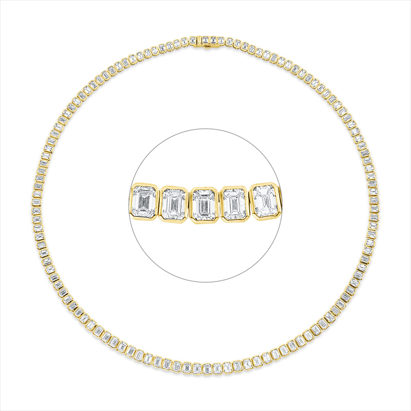 Collier 18 kt GG, 122 Sm.schliff 21,46 ct, F-vsi/si