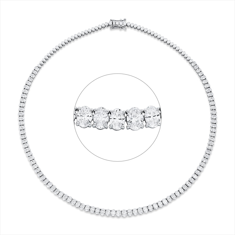 Collier 18 kt WG, 88 Oval 16,08 ct, F-vsi/si