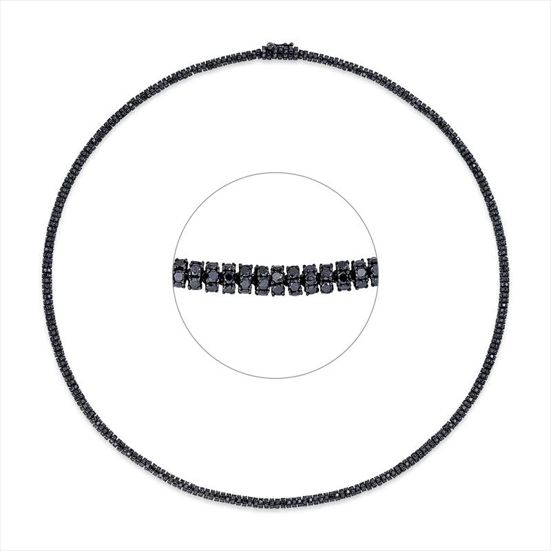Collier 18 kt WG, Fassung schwarz rhodiniert, 1637 Brill. 16,93 ct, schwarz