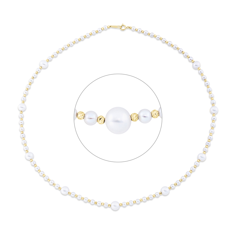Collier 18 kt GG, 9 SW weiß 6 mm, 72 SW weiß 3 mm, L:40,0 cm