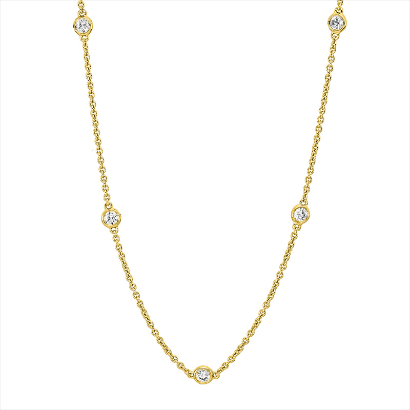 Collier 18 kt GG, mit ZÖ 41,5cm 43,5cm, 11 Brill. 0,42 ct, I-si