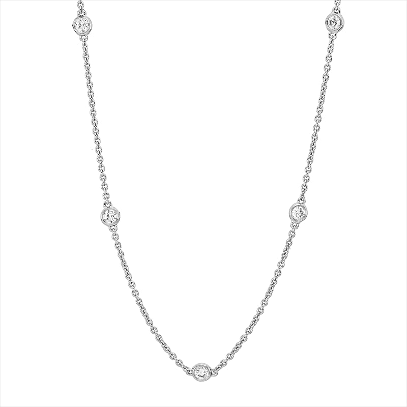 Collier 18 kt WG, mit ZÖ 41,5 cm + 43,5 cm, 11 Brill. 0,43 ct, TW-si