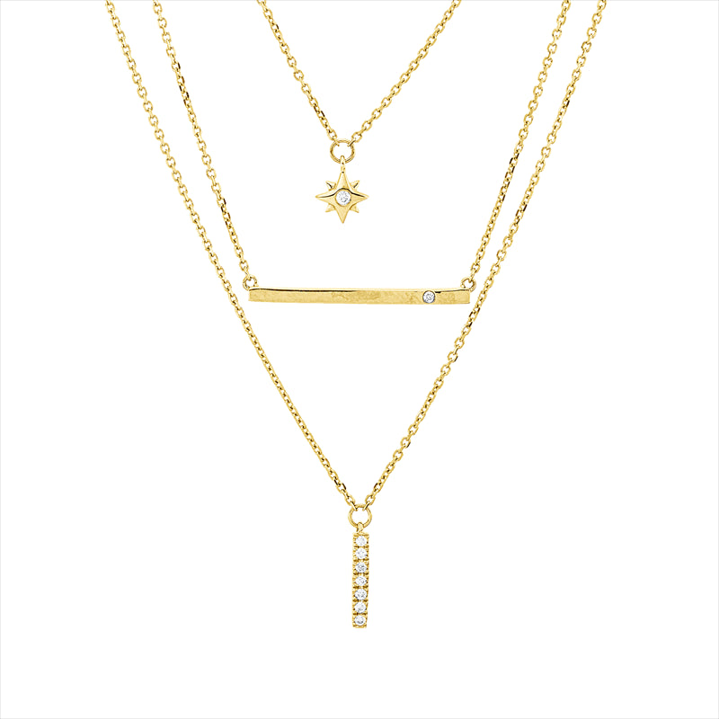 Collier 18 kt GG, 9 Brill. 0,05 ct, W-si