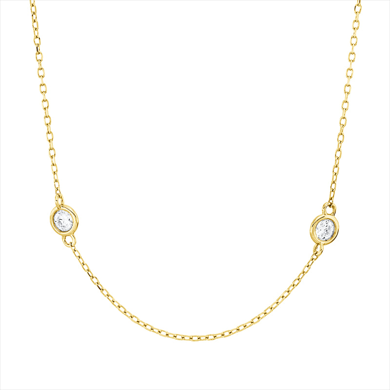 Collier 18 kt GG, mit ZÖ 38 cm + 40,6 cm, 9 Brill. 0,34 ct, TW-vsi/si