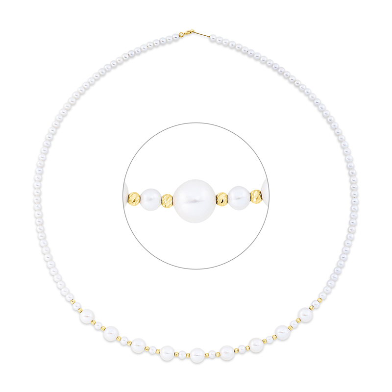 Collier 18 kt GG, 9 SW weiß 5,5 mm, 106 SW weiß 3 mm, L:40,0 cm