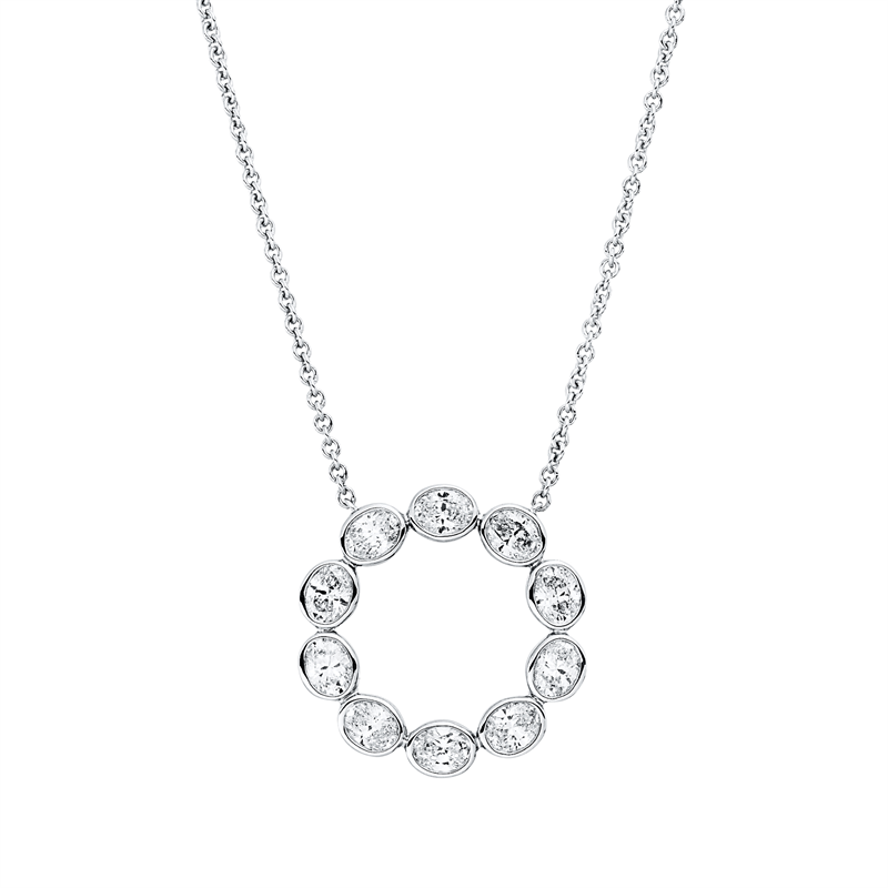 Collier 18 kt WG, 10 Oval 1,40 ct, TW-vsi
