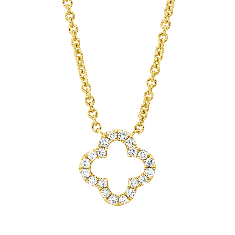 Collier 18 kt GG, mit ZÖ 42 cm, 20 Brill. 0,14 ct, TW-si