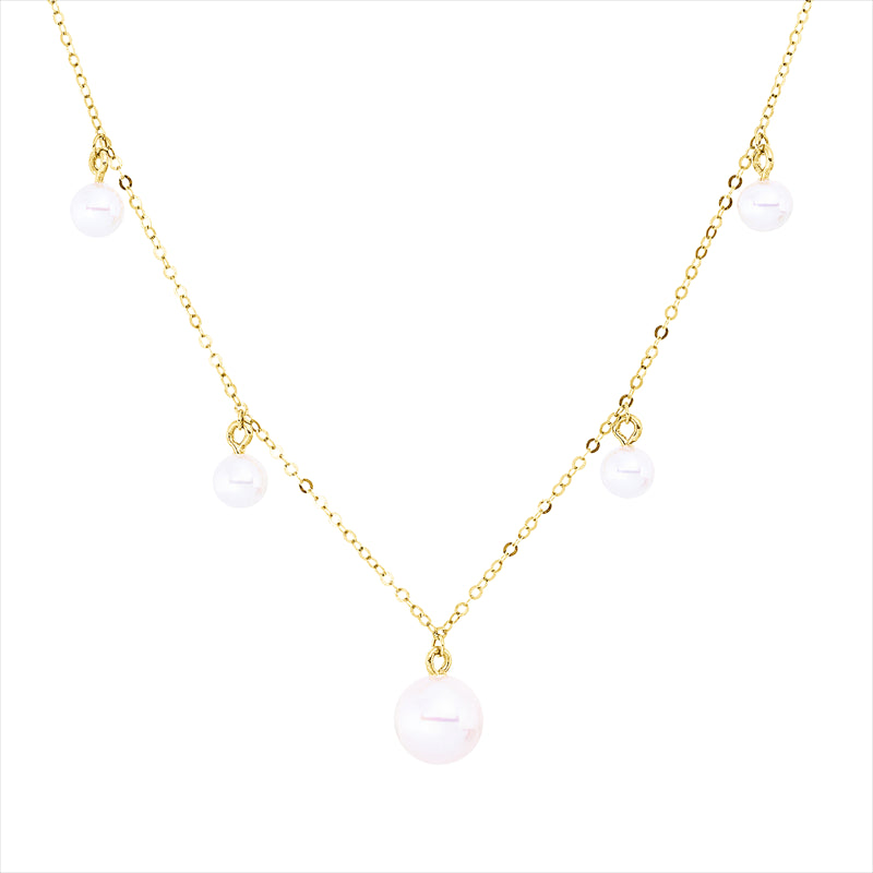 Collier 18 kt GG, mit ZÖ 40,6 cm, 7 SW weiß 4 mm, L:45,7 cm