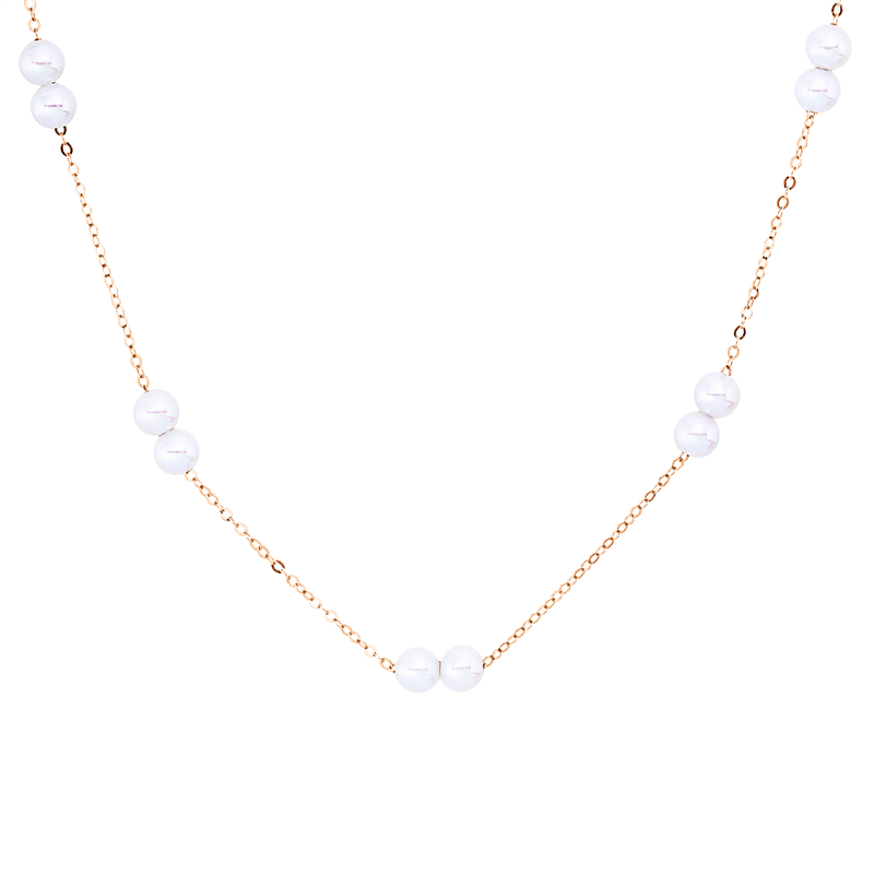 Collier 18 kt RG, mit ZÖ 40,6 cm, 18 SW weiß 3,5 mm, L:45,7 cm