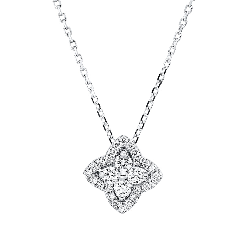 Collier 18 kt WG, mit ZÖ 42 cm, 28 Brill. 0,31 ct, TW-si
