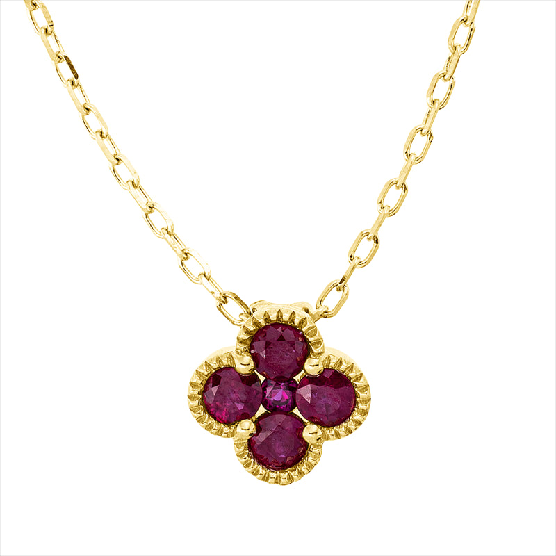 Collier 18 kt GG, mit ZÖ 40 cm + 43 cm, 4 Rubine 0,39 ct rot, 1 Rubin 0,04 ct rot