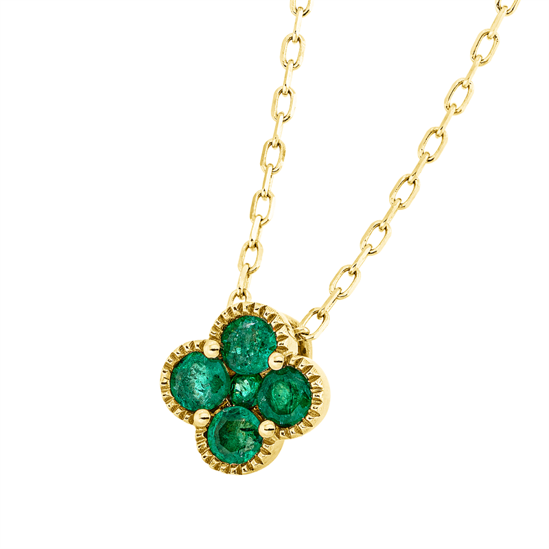 Collier 18 kt GG, ZÖ 40,6+43 cm, 4 Smaragde 0,35 ct grün, 1 Smaragd 0,02 ct grün