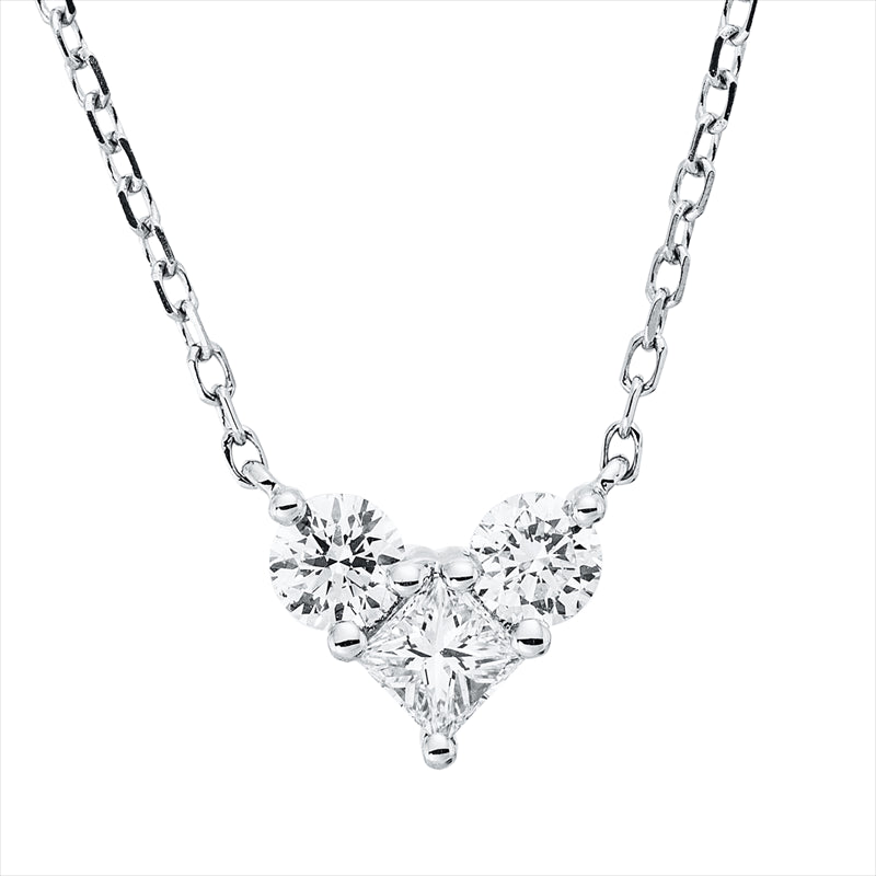 Collier 18 kt WG, mit ZÖ 40,6 cm, 1 Princ. 0,11 ct, TW-vsi, 2 Brill. 0,18 ct, TW-si